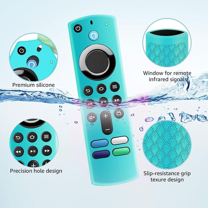 OneBom (2 Pack) Silicone TV Remote Cover Case, Anti Slip Silicone Protective Control Case Cover with Lanyard（Glow Pink&Sky Blue） - Image 5